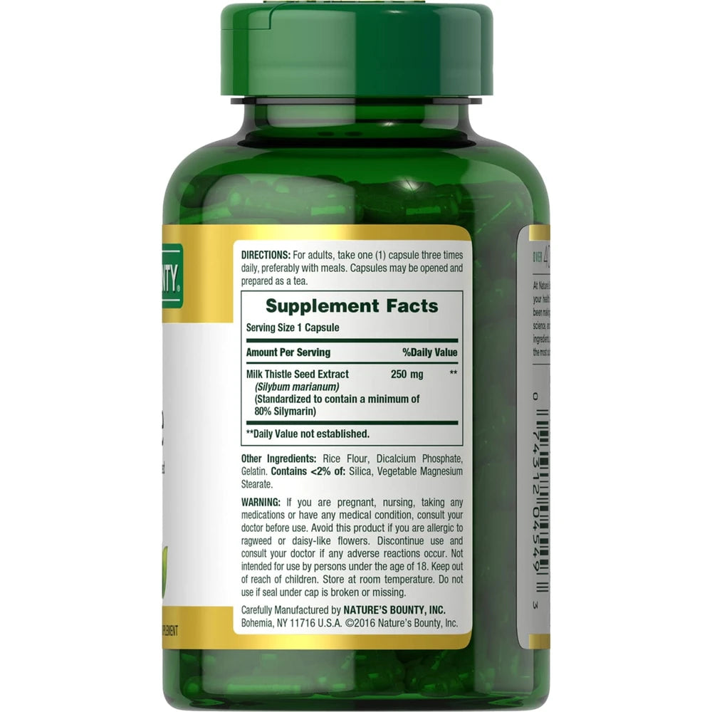 Nature S Bounty Milk Thistle Capsules 250 Mg 200 Ct 0.39 Oz (Pack Of 24)
