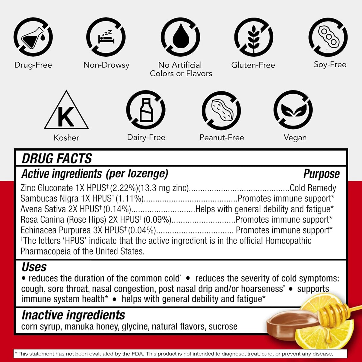 Cold-Eeze Plus Defense Manuka Honey Lemon Lozenges 3.36oz (Pack of 48)