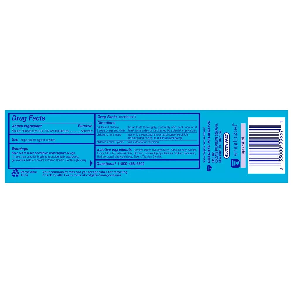 Colgate Max Fresh Toothpaste with Mini Breath Strips Cool Mint - 6.3 Oz (Pack of 24)