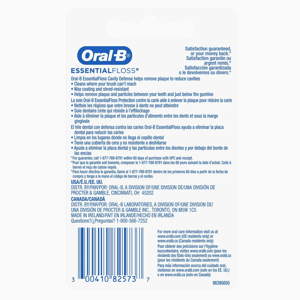 Oral-B Essentialfloss Cavity Defense Dental Floss, Mint, 50 M 0.64 Oz (Pack Of 24)