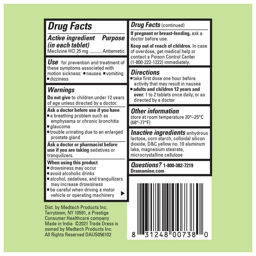 Dramamine Nausea Long Lasting, Nausea Relief Tablets, 10 Count (B0794RGJH3) (Pack of 24)
