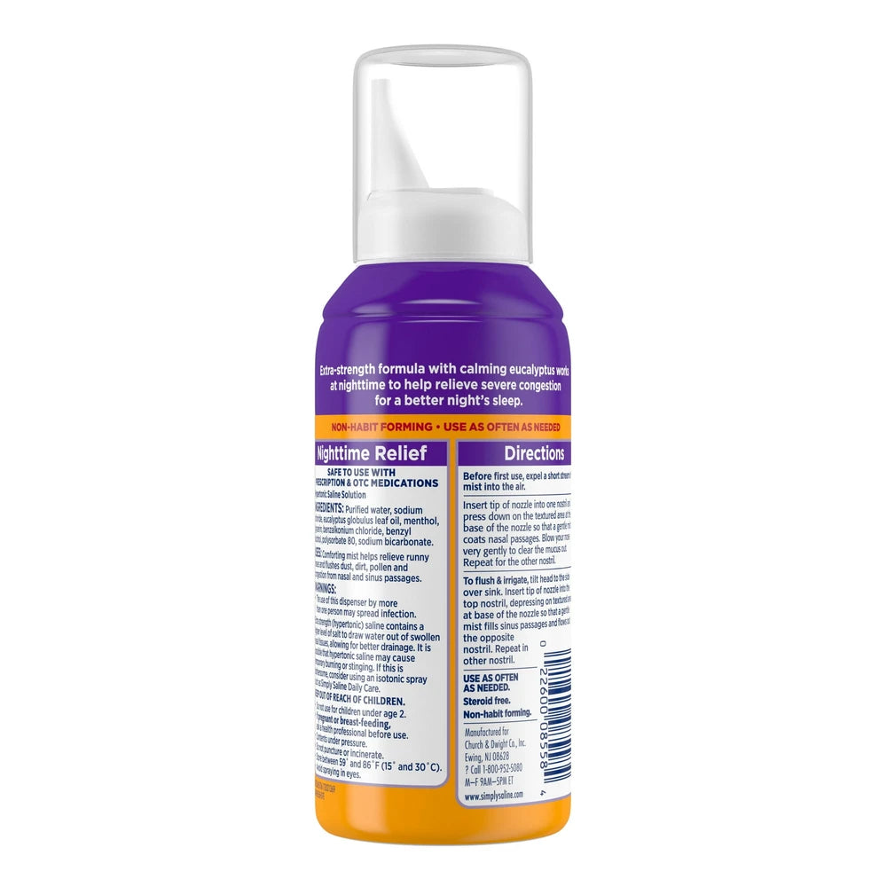 ARM HAMMER Simply Saline Nighttime Nasal Mist 4.6- Instant Relief for SEVERE C 4.6 Oz (Pack of 24)