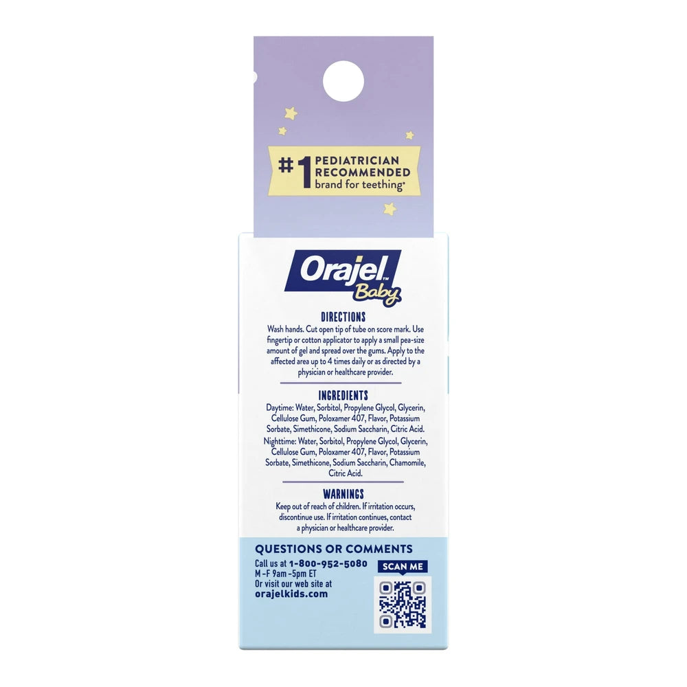 Orajel Baby Daytime & Nighttime Cooling Gels For Teething - 0.36 Oz (Pack Of 24)