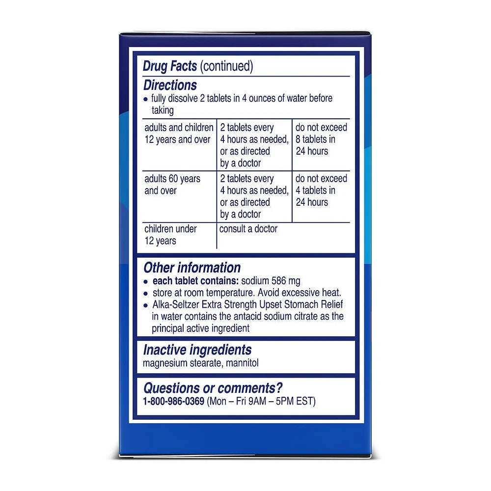 Alka-Seltzer Effervescent Extra Strength - 24 Tablets, (B073V3NZQW) 4 Oz (Pack of 30)