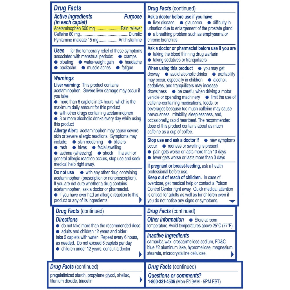 Midol Complete, Menstrual Period Symptoms Relief Including Premenstrual Cramps 1.6 Oz (Pack of 36)