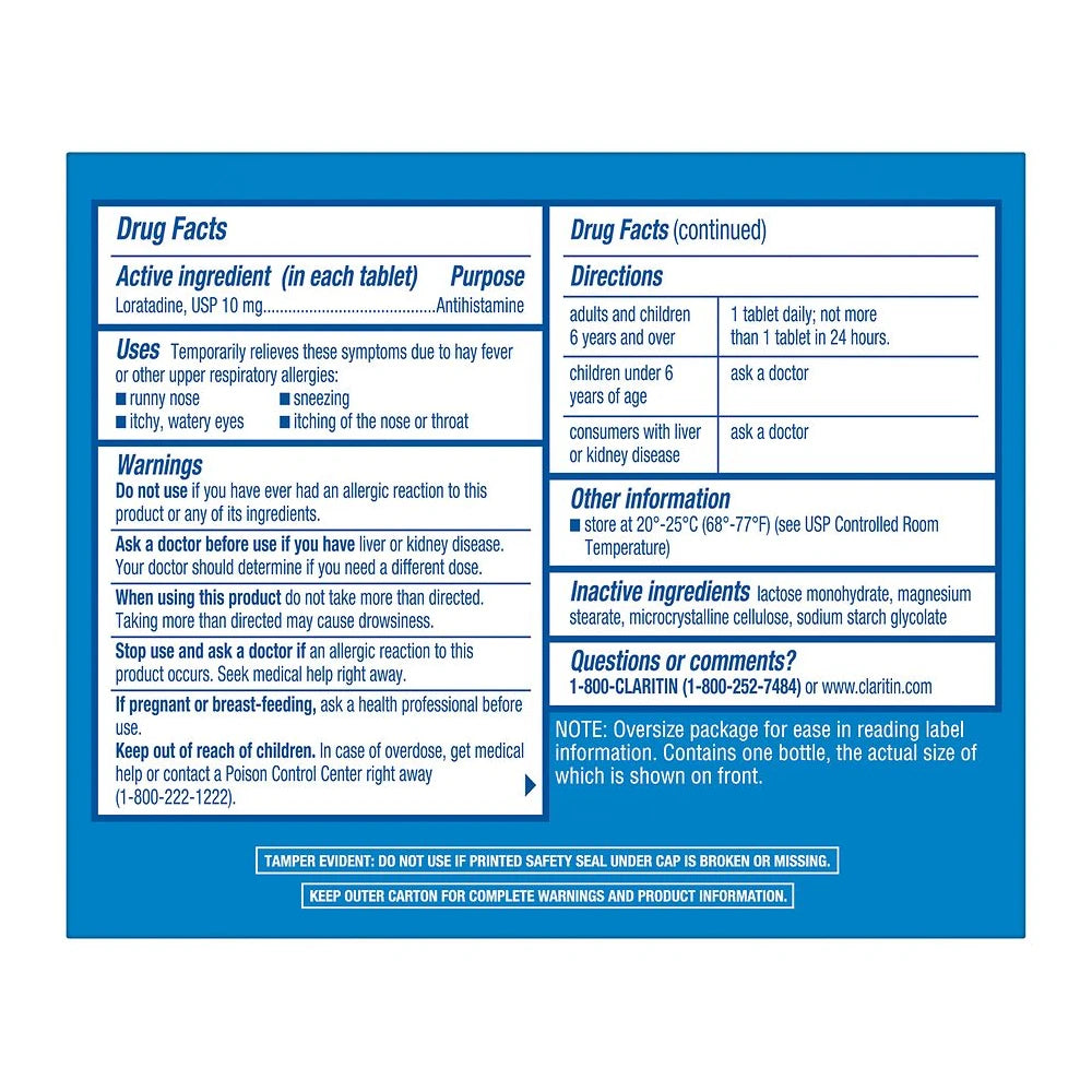 Claritin 24 Hour Non-Drowsy Allergy Medicine Loratadine Antihistamine Tablets (Pack of 36)