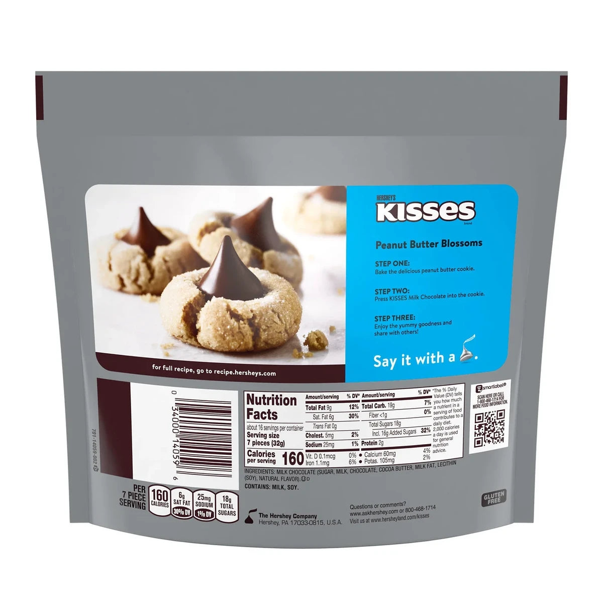 Hersheys Kisses Milk Chocolate Candy 17.9Oz (Pack of 16)
