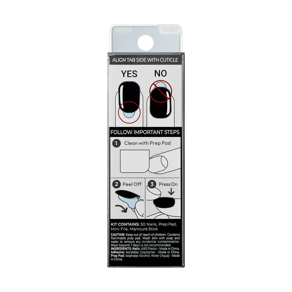 KISS imPRESS Color Short Squoval Press-On Nails with Glue Black Solid 30 Piece (Pack of 36)