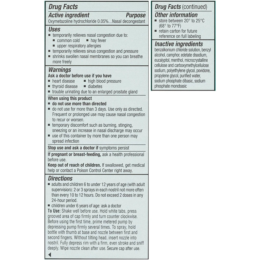 Afrin Nasal Spray No Drip Severe Congestion Relief - 0.5 fl Oz (Pack of 36)