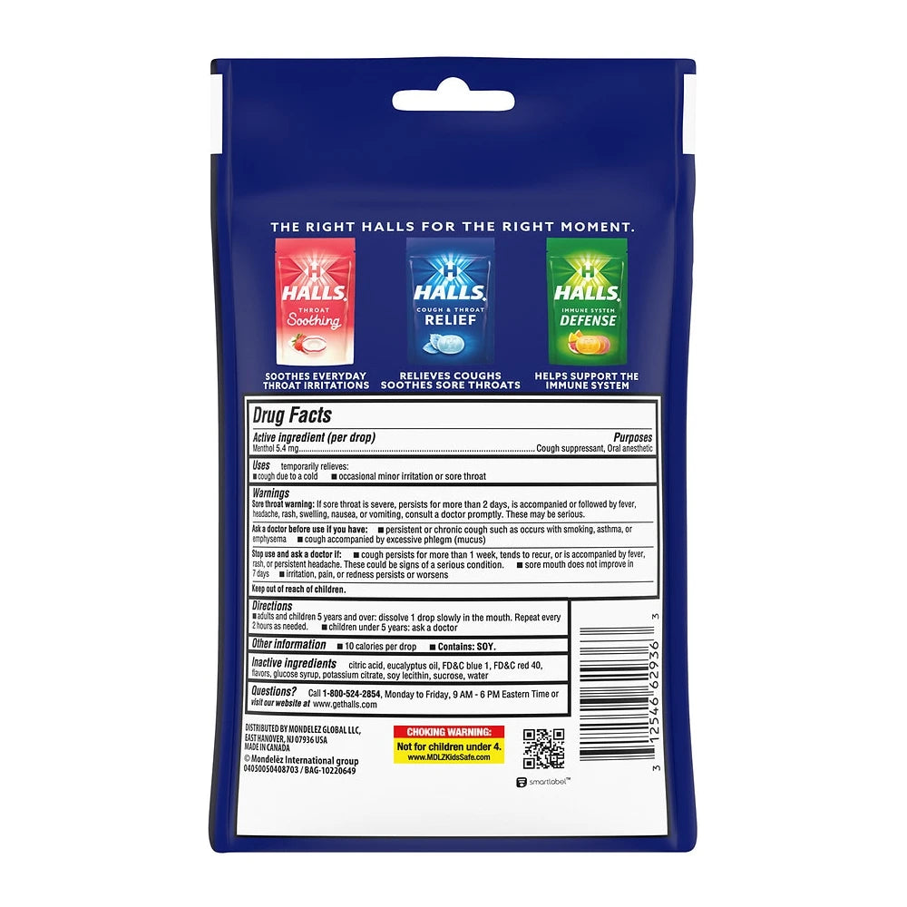 Halls Relief Mentho-Lyptus Cough Suppressant/Oral Anesthetic Drops - 40 Ct (Pack of 48)