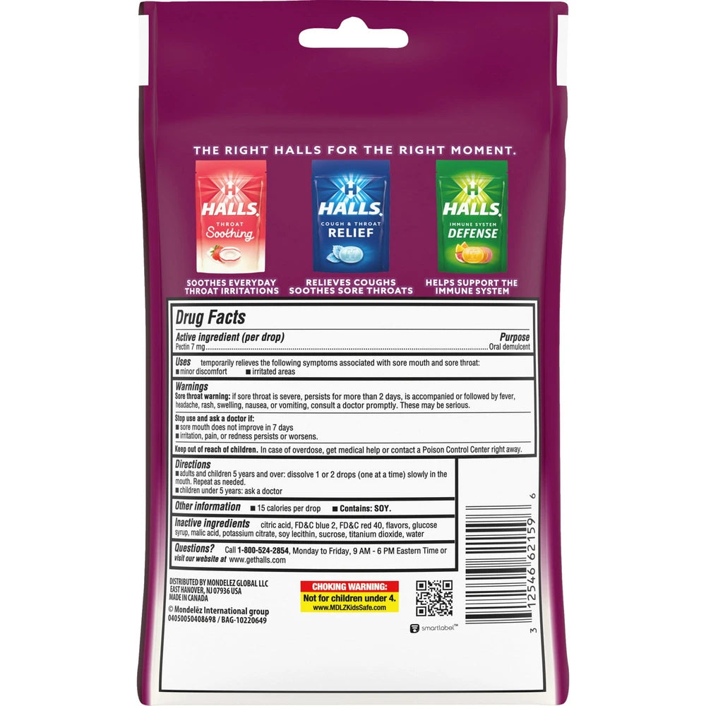 Halls Fruit Breezers Throat Drops Cool Berry 25 Each by Halls 3.36 Oz (Pack of 48)