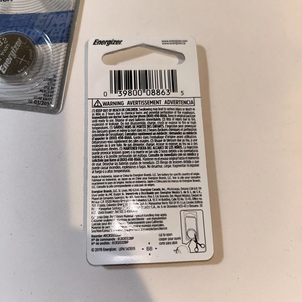 Energizer 2032 Coin Lithium Battery 1.6 Oz (Pack of 72)