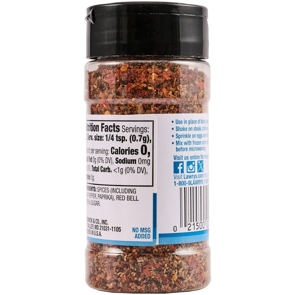 Lawry's Kosher Colorful Coarse Ground Blend Seasoned Pepper, 2.25 Oz (Pack of 72)