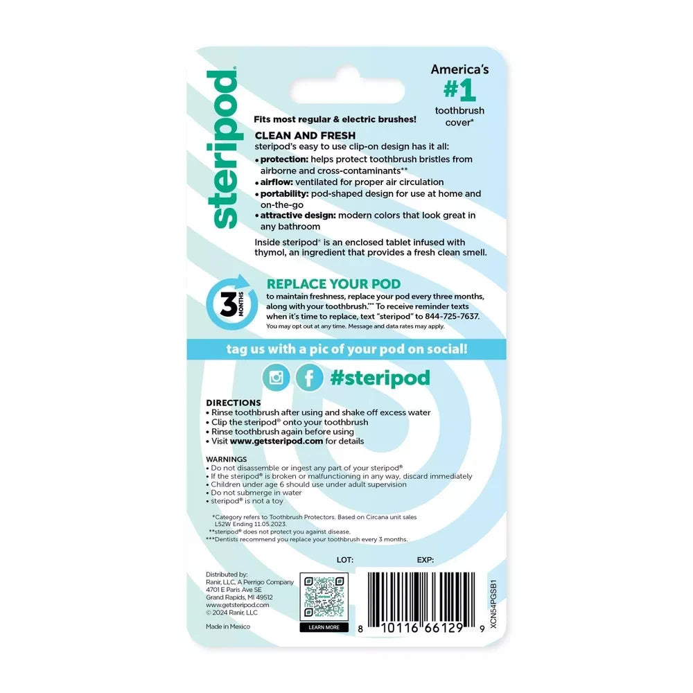 Steripod Clip-On Toothbrush Protector, 2 ct (Pack of 96)