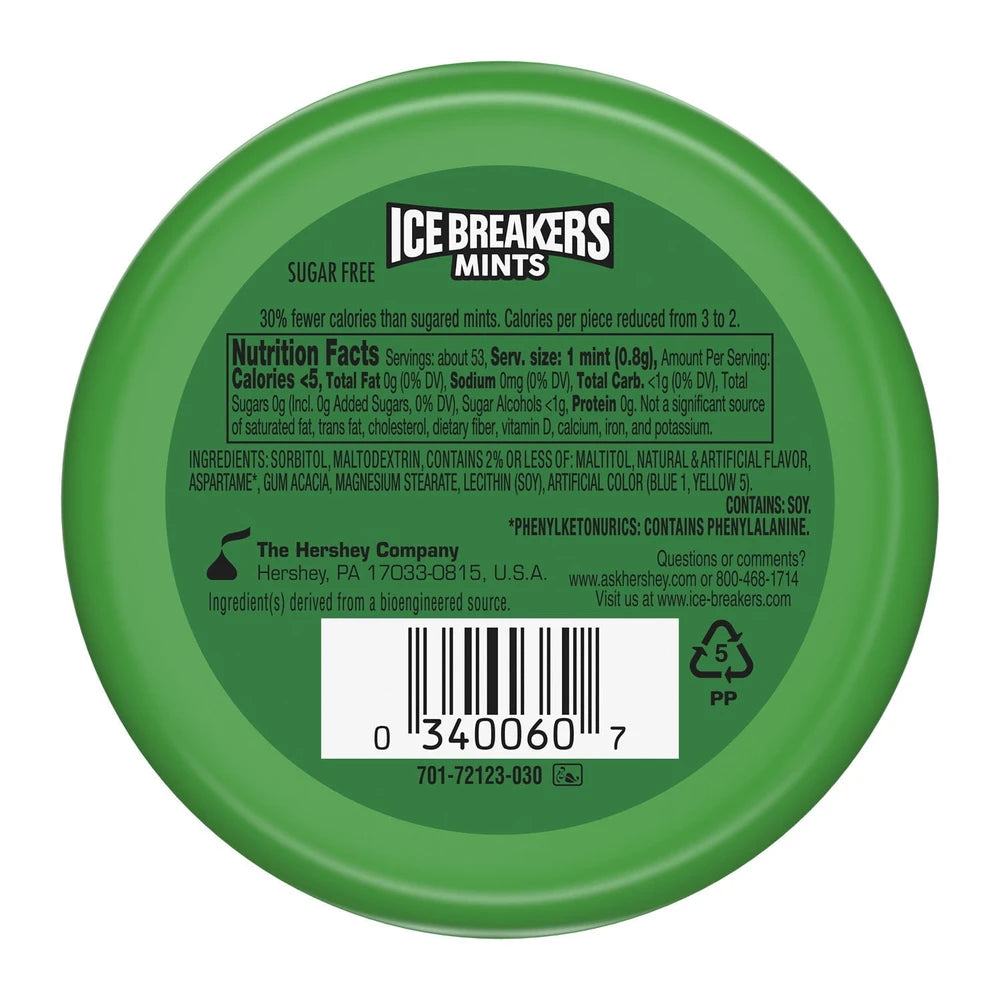 Ice Breakers Sugar Free Mints - Spearmint, 1.5 Oz (Pack of 192)