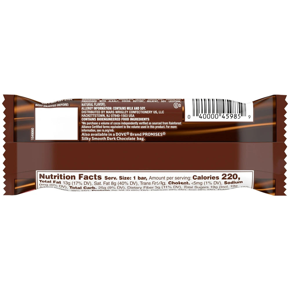 Dove Chocolate - Silky Smooth Dark Chocolate Bar 1.44 oz (Pack of 216)