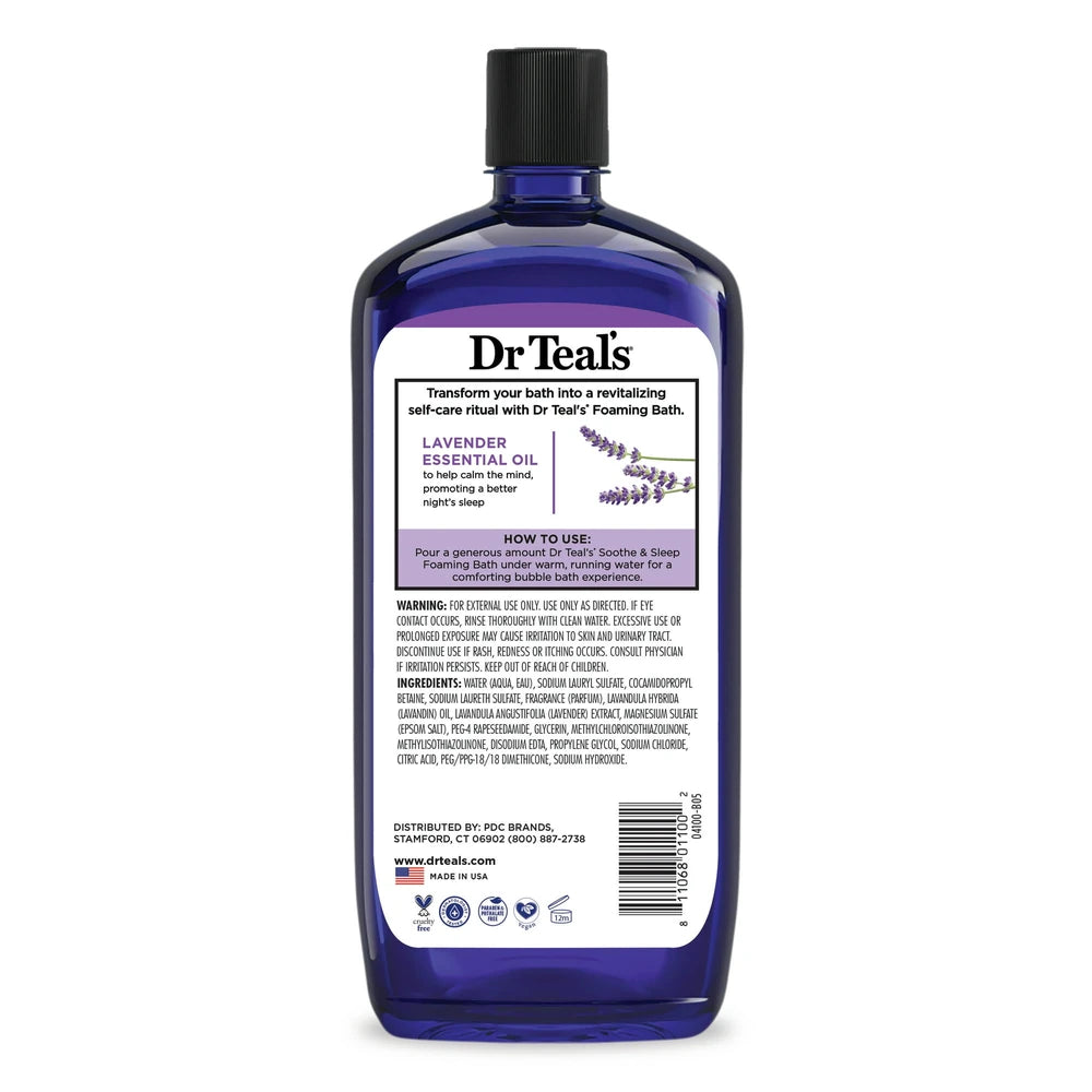 Dr Teal s Foaming Bath with Pure Epsom Salt Soothe & Sleep with Lavender 34 Fl. Oz (Pack of 12)