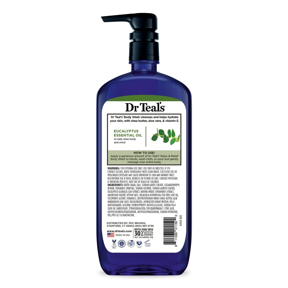 Dr Teal s Body Wash Relax and Relief with Eucalyptus Spearmint (Pack of 4) 24 Fl. Oz