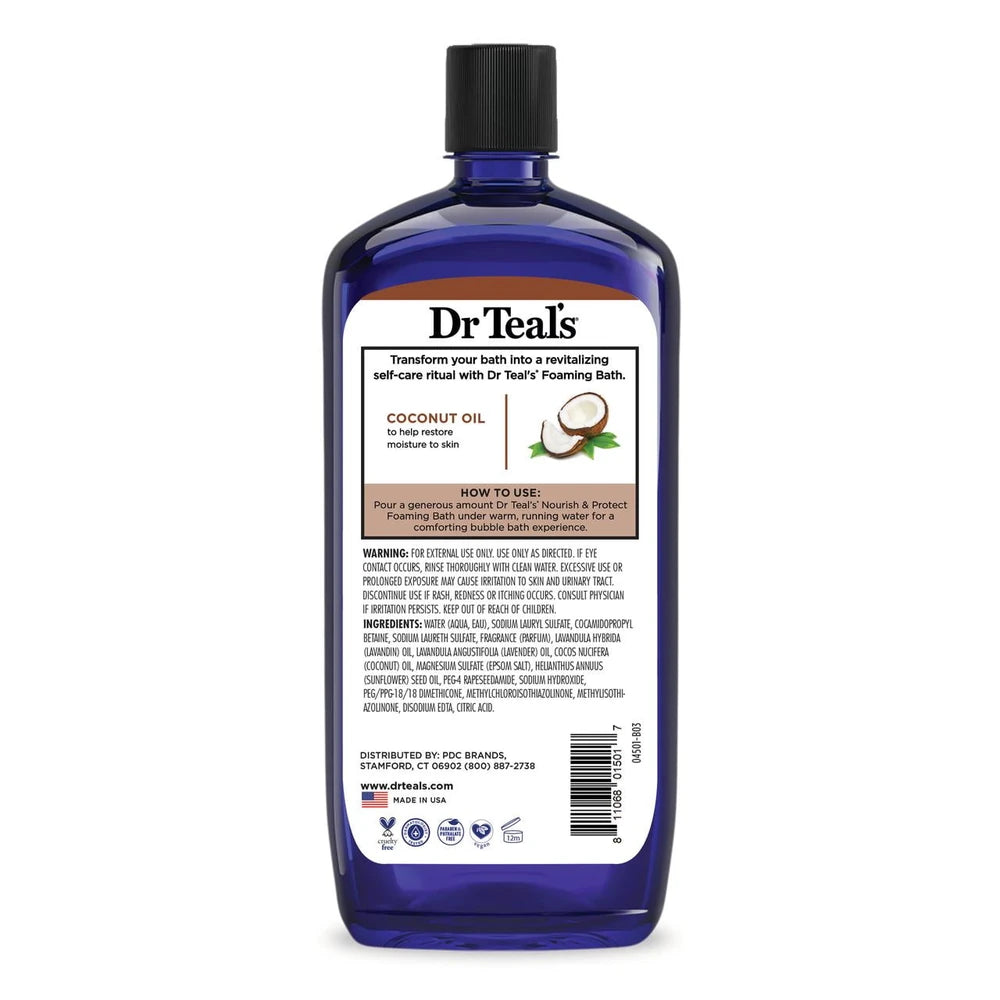 Dr Teal s Nourish & Protect Foaming Bubble Bath with Pure Epsom Salt and Coconut 34 Fl. Oz (Pack of 12)
