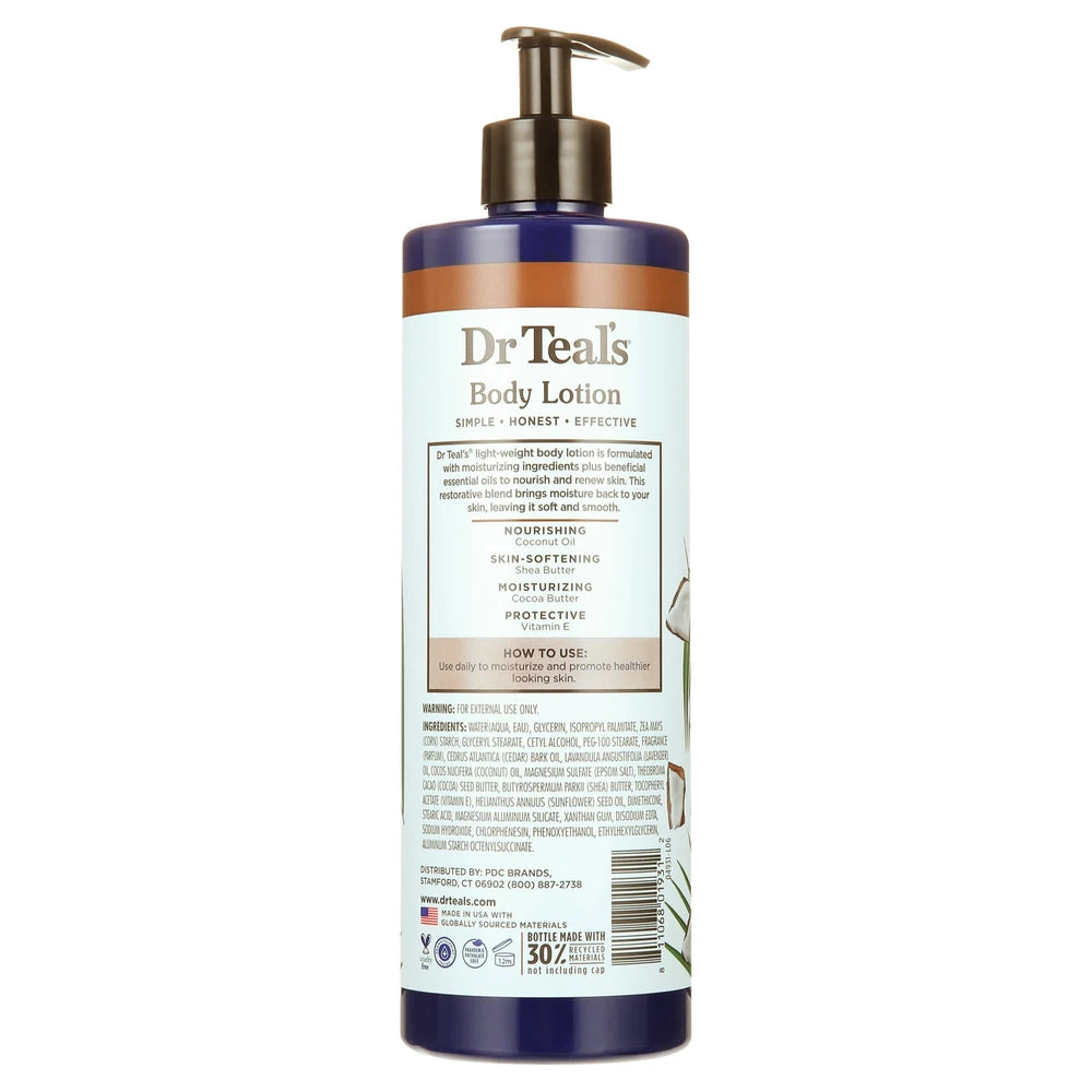 Dr Teal s Body Lotion Moisture + Nourishing with Coconut Oil & Essential Oils 18 Oz(Pack of 12)