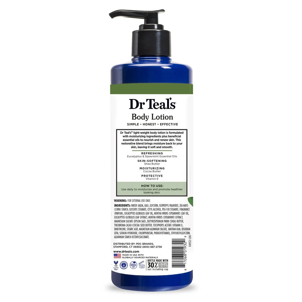 Dr Teal s Eucalyptus & Spearmint Body Lotion 18 fl oz. (Pack of 12)