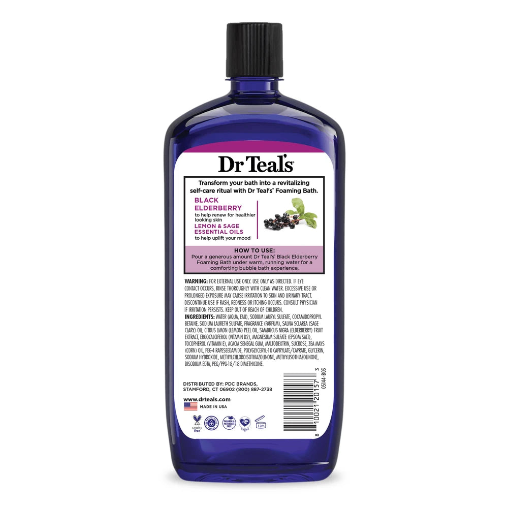 Dr Teal s Foaming Bath with Black Elderberry & Vitamin D 34 fl oz (Pack of 12)