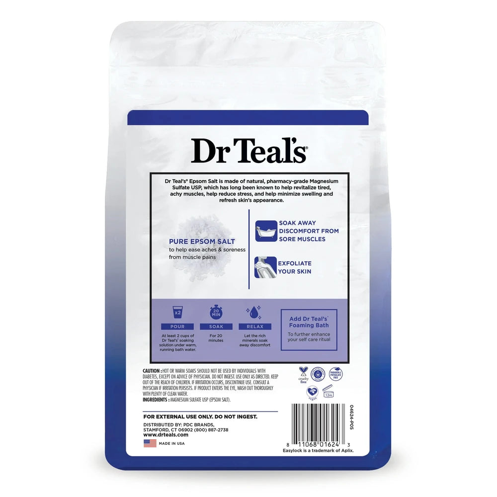 Dr Teal's Epsom Salt Magnesium Soak - Fragrance-Free - 64 Oz (Pack of 4)