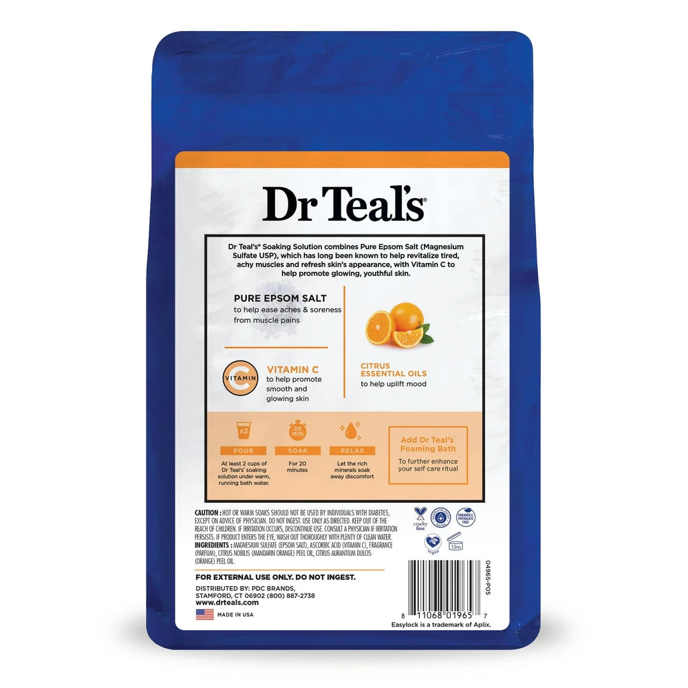 Dr Teal's Epsom Salt Magnesium Soak - Glow & Radiance with Vitamin C & Citrus Es 48 Oz (Pack of 4)