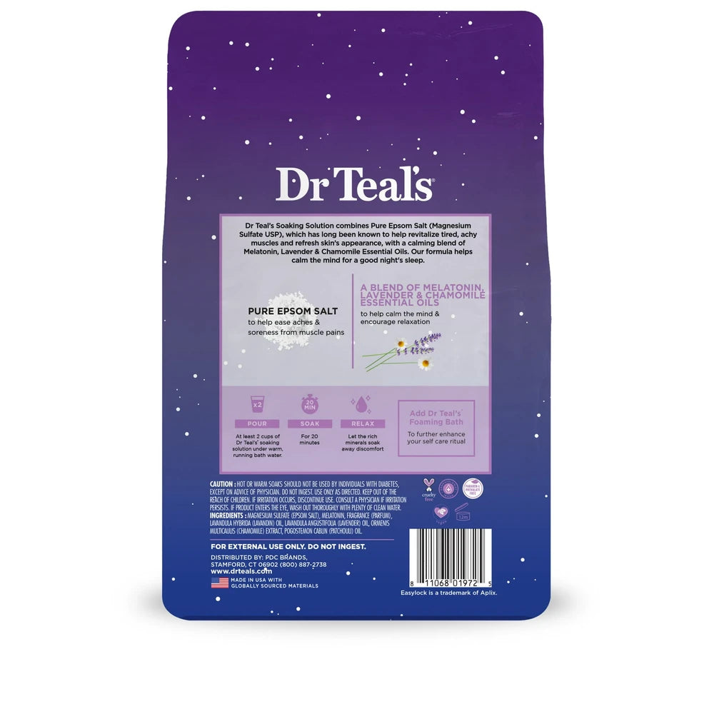 Dr Teal s Epsom Salt Magnesium Soak Sleep Blend with Melatonin Lavender & Cham 48 Oz (Pack of 4)