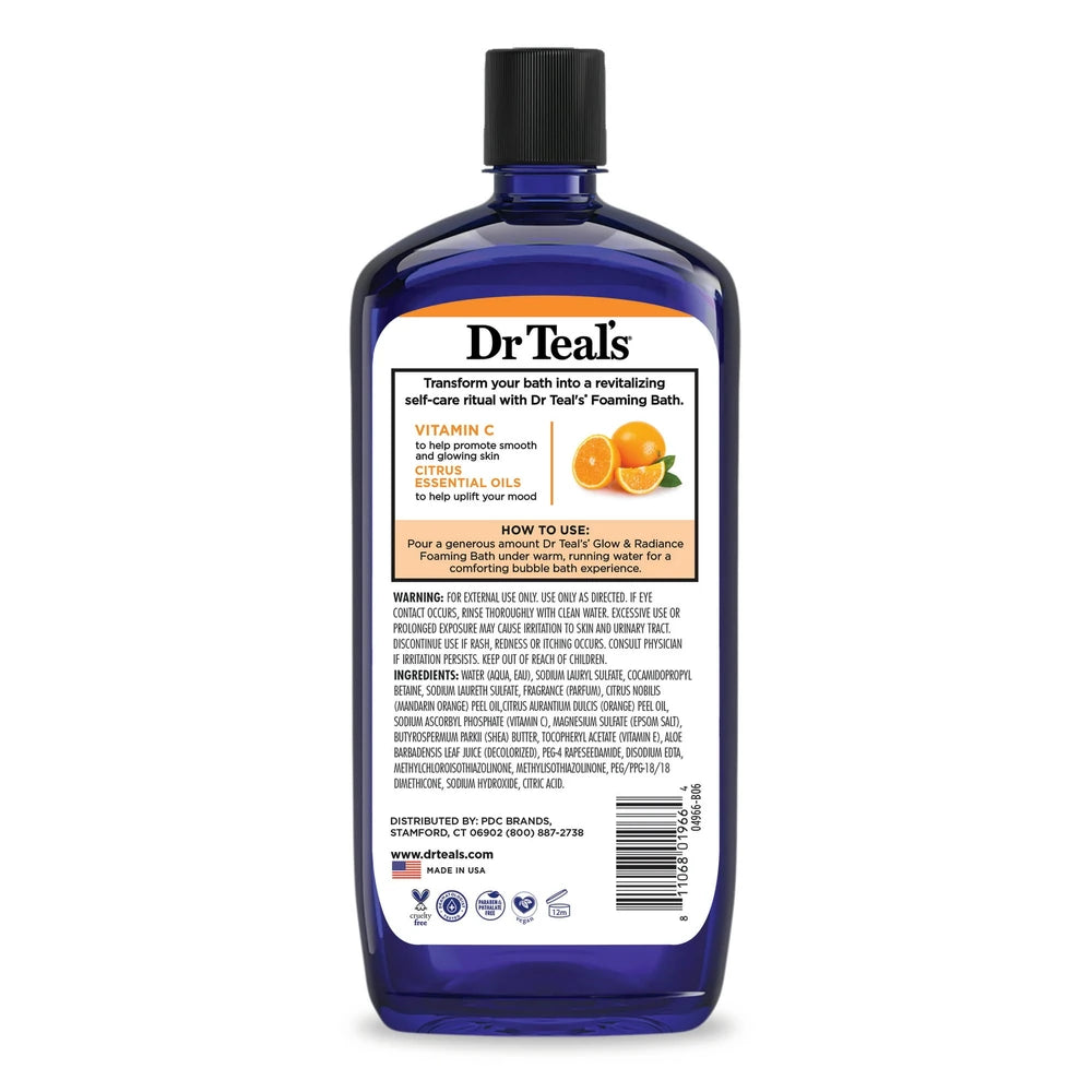 Dr Teal s Glow & Radiance Foaming Bath with Vitamin C & Citrus Essential Oils 34 Oz (Pack of 12)