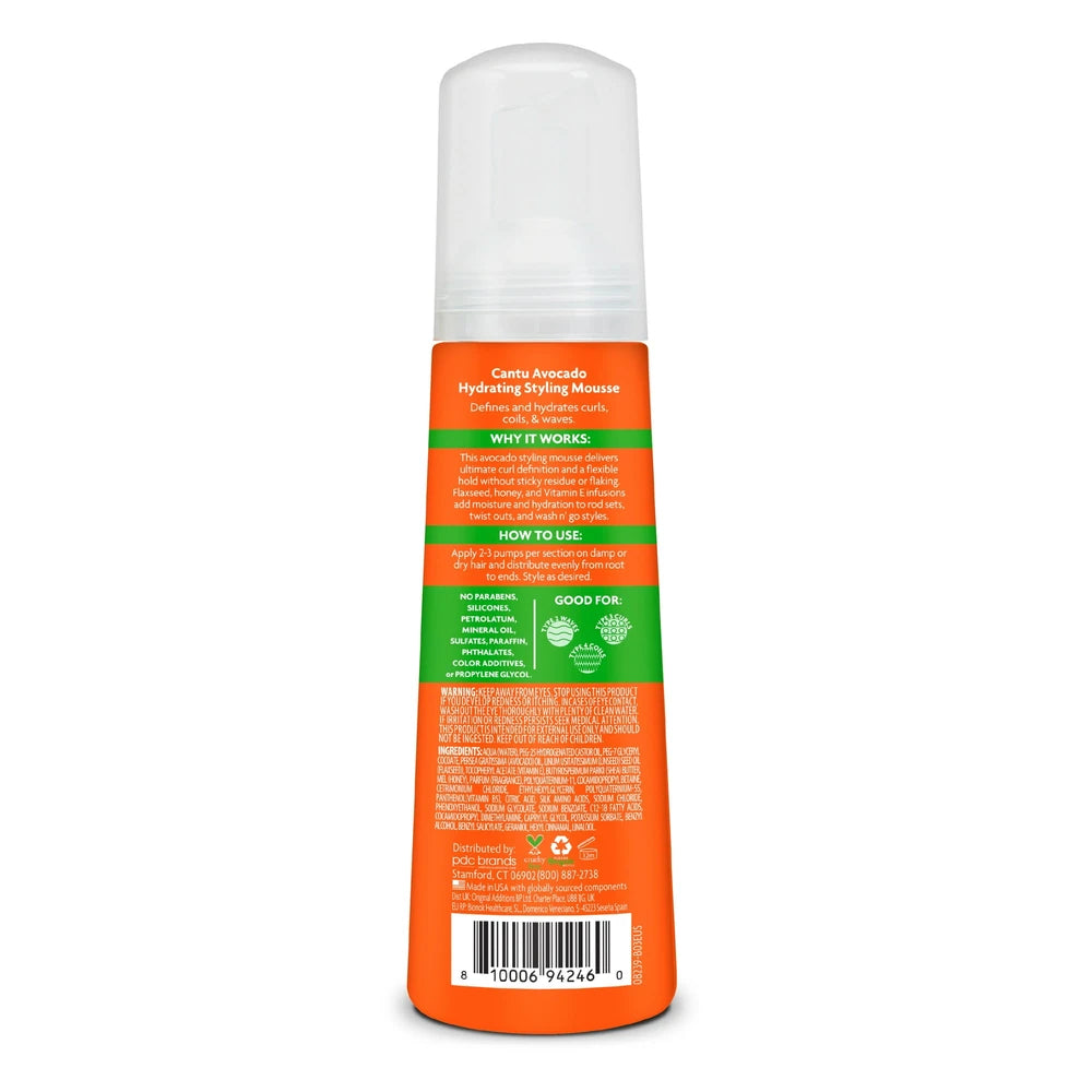 Cantu Sulfate-Free Hydrating Styling Mousse with Avocado Oil 8.4 fl oz (Pack of 12)