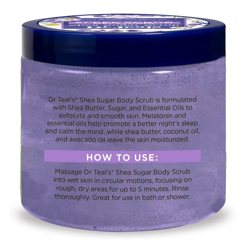 Dr Teal’s Shea Sugar Sleep Scrub with Melatonin Lavender & Essential Oils 19 oz (Pack of 12)