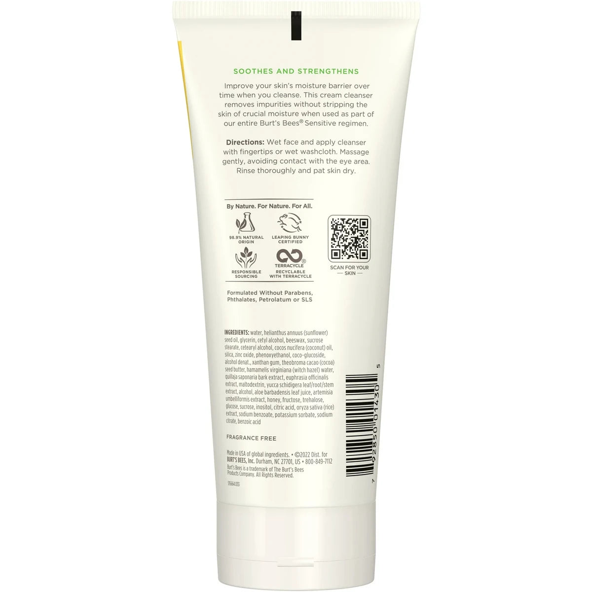 Burts Bees Sensitive Facial Cream Cleanser Fresh 6Oz (Pack of 18)
