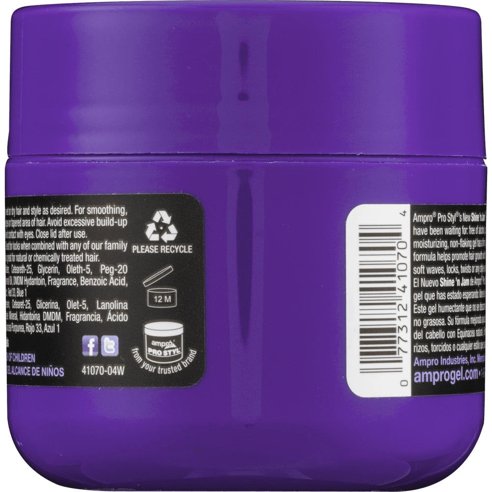 Ampro Shine N Jam Nourishing Moisturizing Jar Hair Styling Gel 4 oz. Unisex 4oz (Pack of 6)