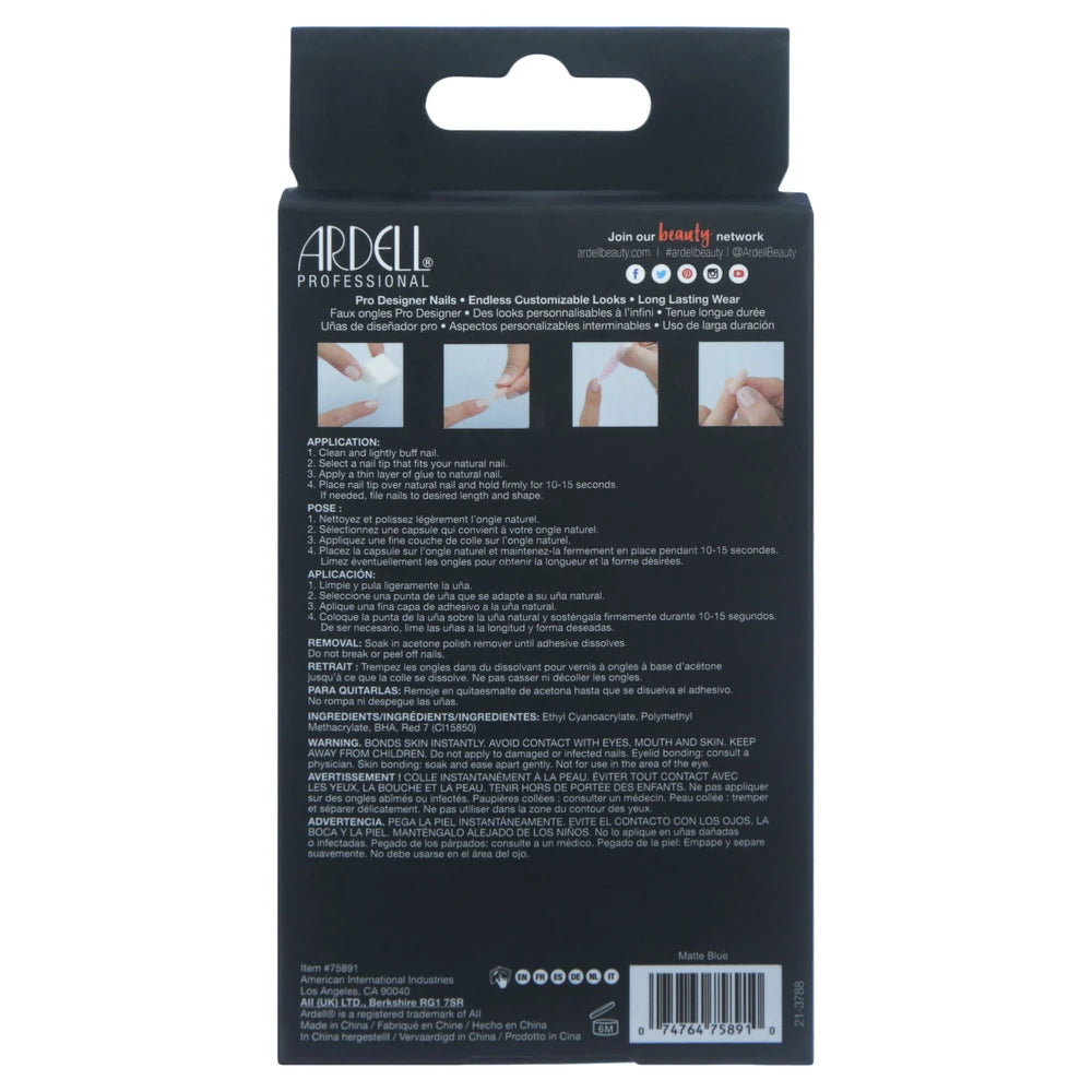 Ardell Nail Addict Artificial Nails Fake Nails Matte Blue 24 Nails 0.07oz (Pack of 72)