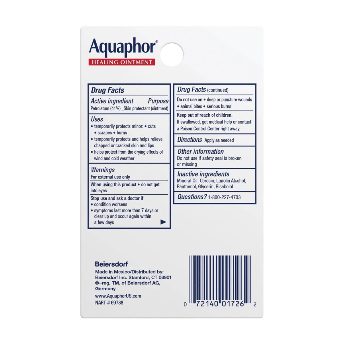 Aquaphor Advanced Therapy Healing Ointment For Skin Protectant 0.25Oz (Pack Of 48)