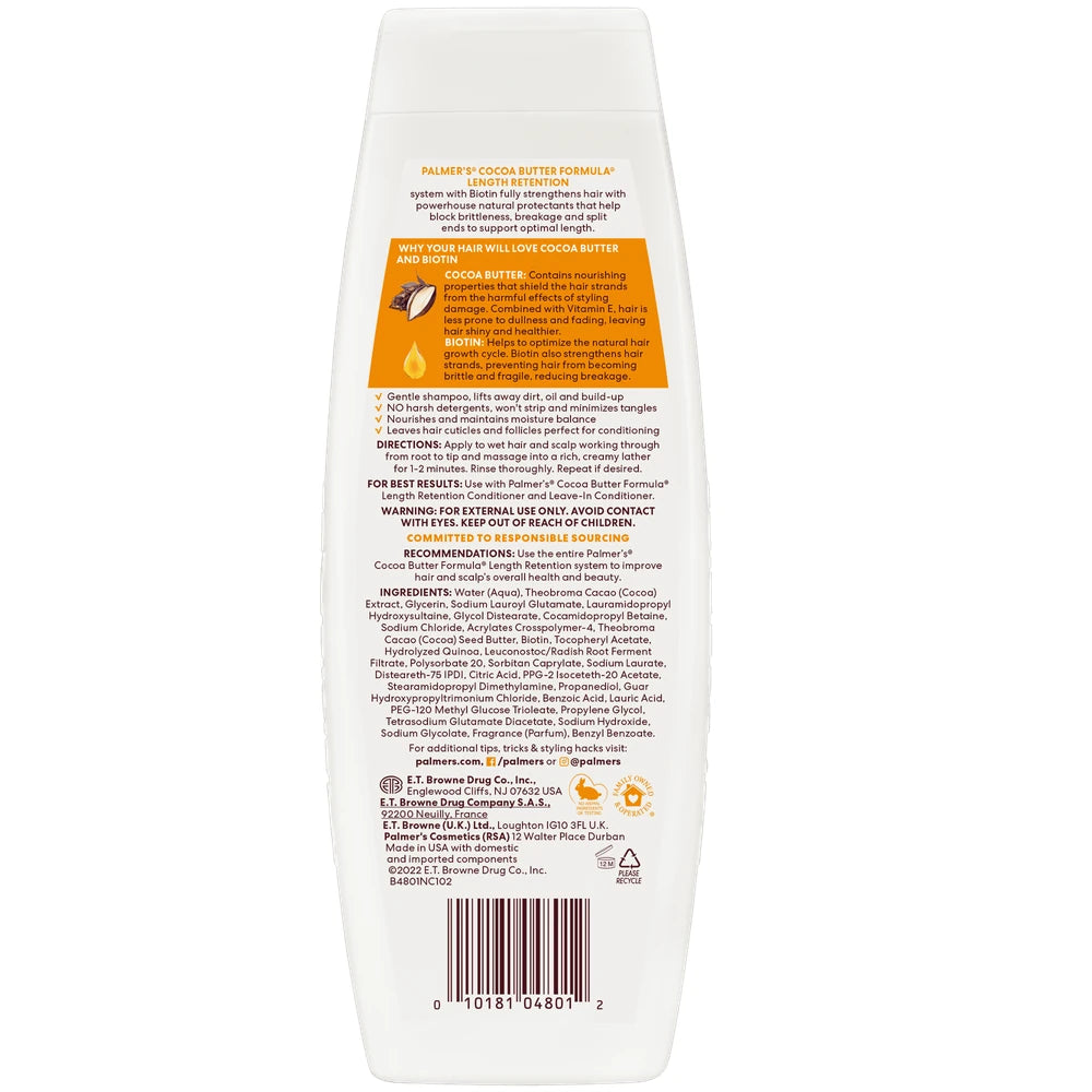 Palmer s Cocoa Butter Formula + Biotin Length Retention Shampoo for All Curl Pat 13.5 Fl. Oz (Pack of 6)