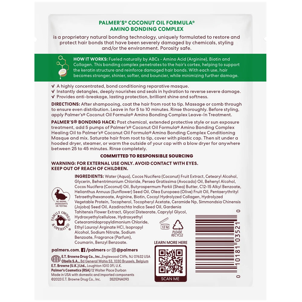 Palmer's Coconut Oil Formula Amino Bonding Complex Bonding Conditioning Masque P 2.1 Oz (Pack of 12)