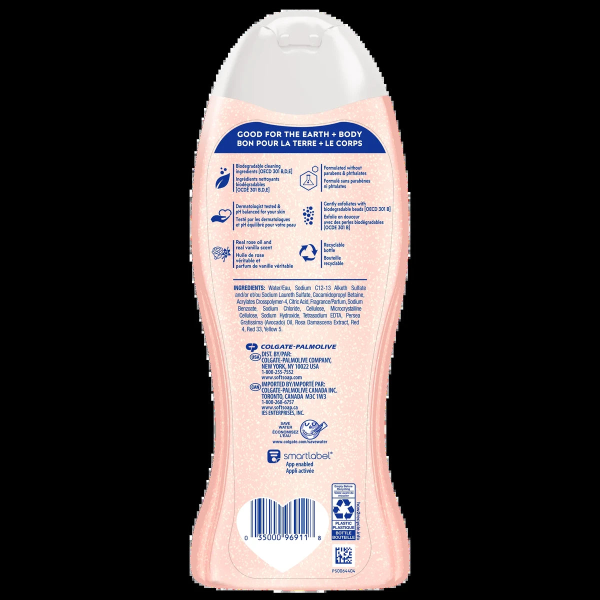 Softsoap Exfoliating Body Wash Lustrous Glow Pink Rose And Vanilla 20Oz (Pack of 4)