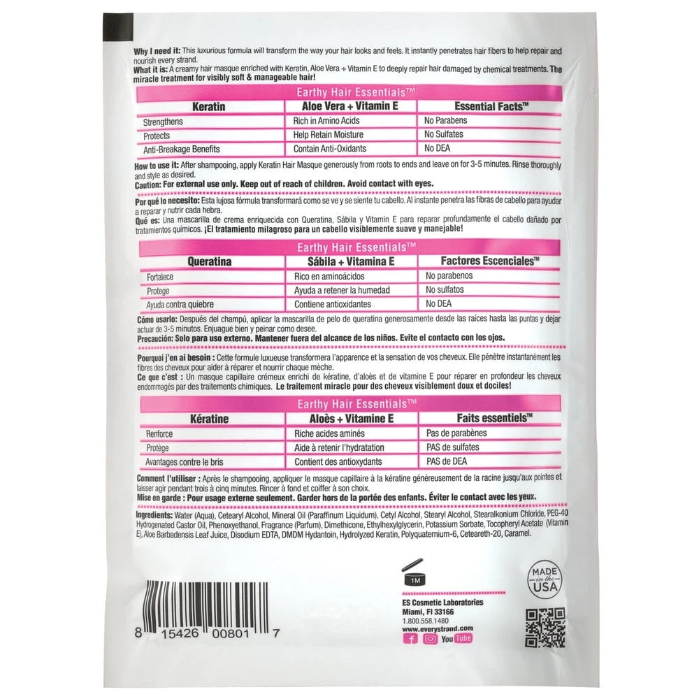 Every Strand Keratin with Aloe + Vitamin E Hair Masque for Chemically Treated Ha 1.75 Oz (Pack of 36)