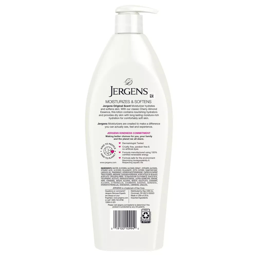 Jergens Original Scent with Cherry Almond Essence Dry Skin Moisturizer 21 Fl. Oz (Pack of 12)
