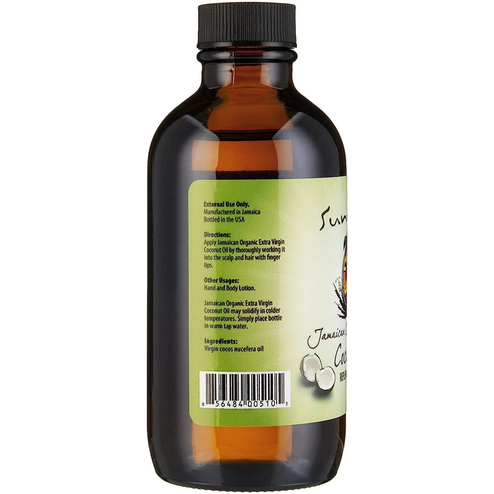 Sunny Isle Jamaican Organic Extra Virgin Coconut Oil 4 Fl. Oz (Pack of 6)