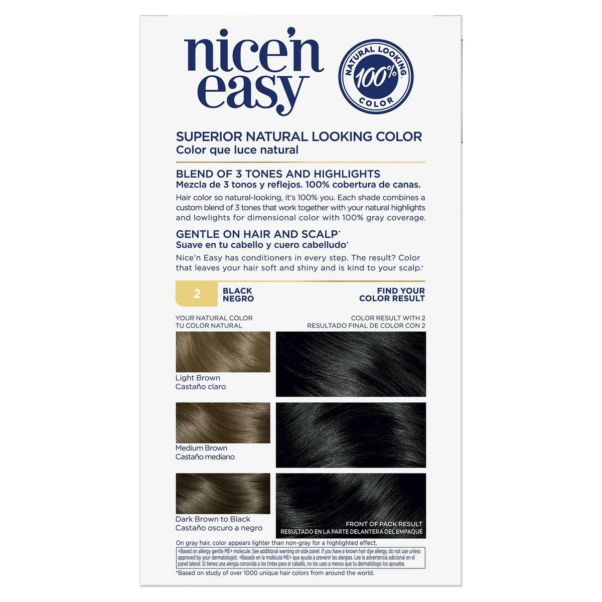Clairol Nice & Easy Permanent Color 2 Black Hair Color 1 Application 1.86Oz (Pack of 12)