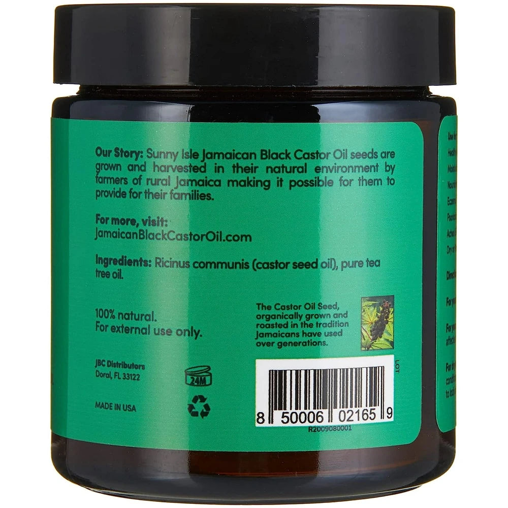 Sunny Isle Jamaican Black Castor Oil Pure Butter infused with Tea Tree Oil 4 Oz (Pack of 6)
