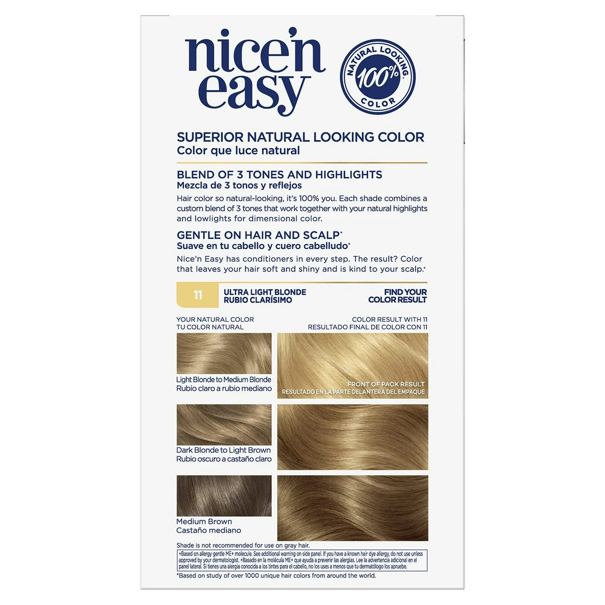 Clairol Nice & Easy Permanent Hair Color 11 Ultra Light Blonde Kit 6.26Oz (Pack of 12)