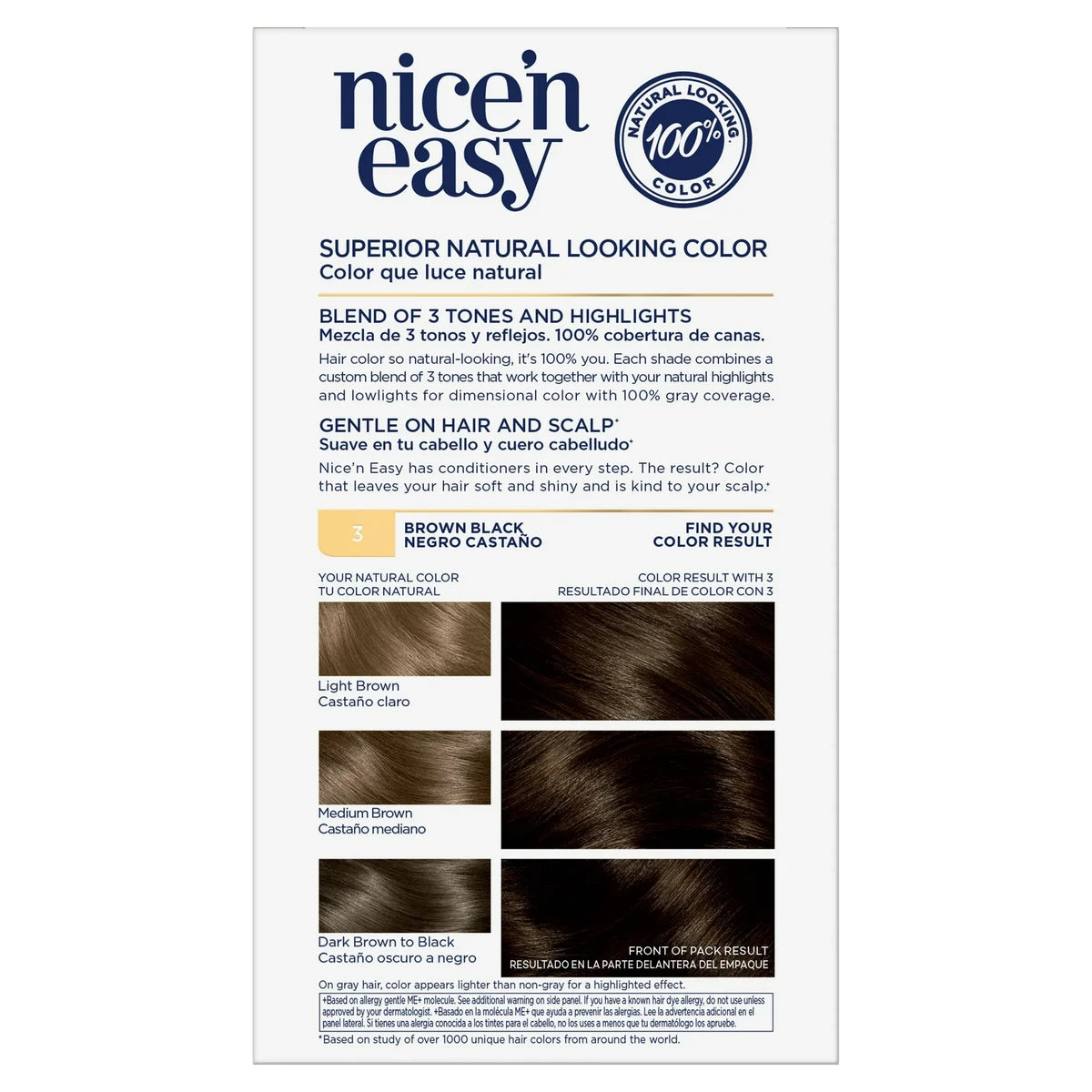 Clairol Nice & Easy Permanent Hair Color 3 Brown Black Kit 6.26Oz (Pack of 12)