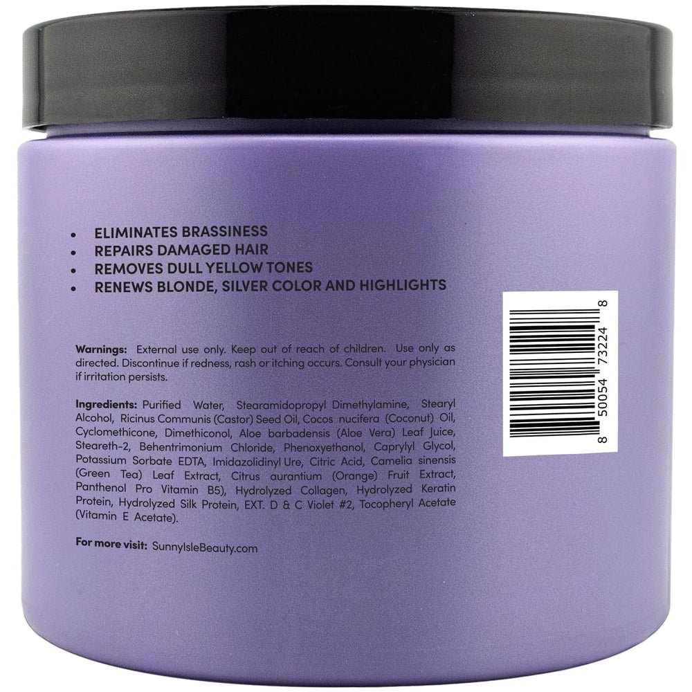 Sunny Isle Anti-Brass Color Enhancing Purple Hair Repair Masque 16oz (Pack of 6)
