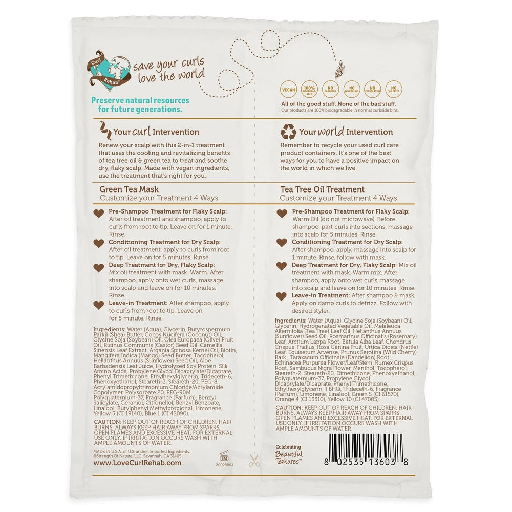 Curl Rehab: Scalp Recovery Dual Treatment Packette - Tea Tree Oil & Green Tea pa 4.8 Oz