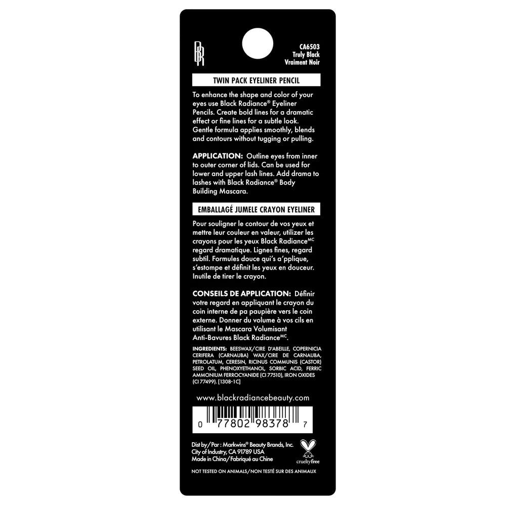 Black Radiance Twin Pack Eyeliner Pencil - Truly Black 0.066 Oz