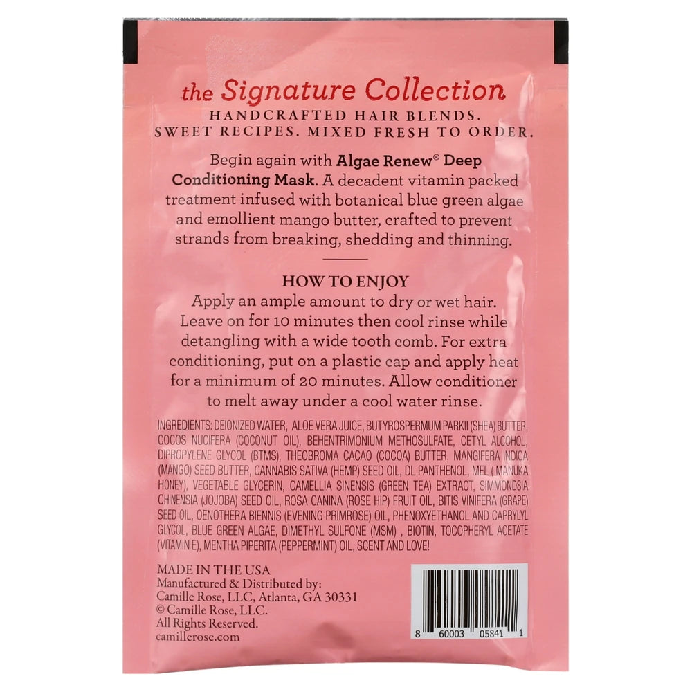 Camille Rose Algae Renew Strengthen & Nourish All Ages Deep Conditioner with Blue Green Algae & Mango Butter- 1.7 fl oz (Pack of 72)